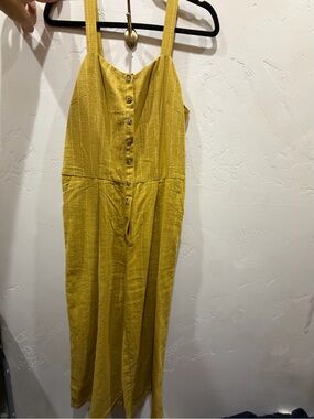 Roolee Mustard Yellow Button-Front Midi Dress